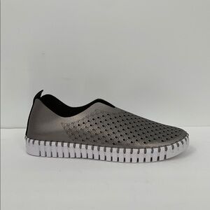 Ilse Jacobsen Tulip slip-on women flat sneaker shoe perforated gunmetal 39 9